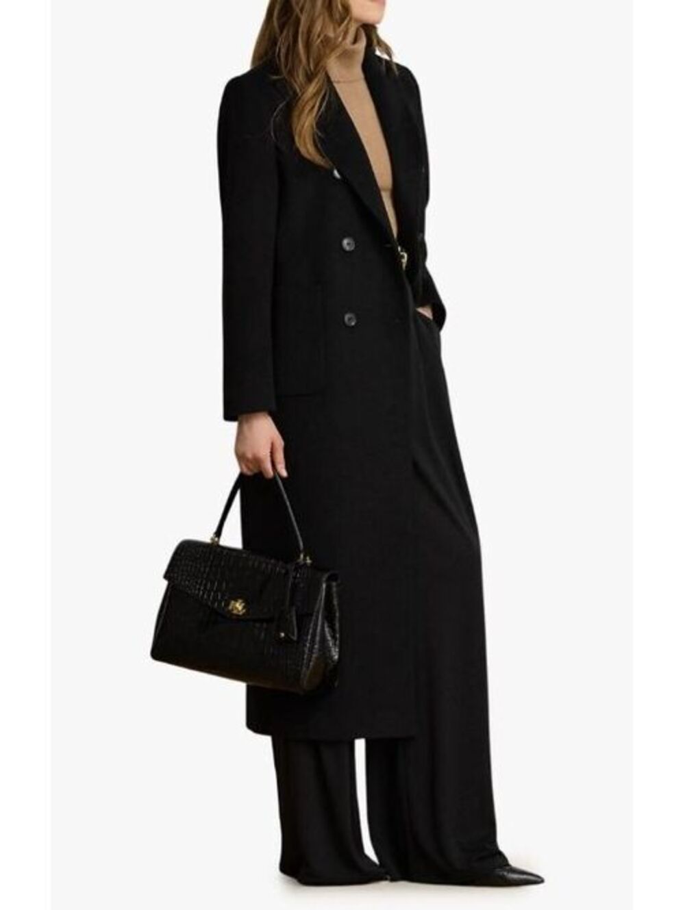 Size 12 - New Lauren Ralph Lauren Double-Breasted Wool Blend Black Coat